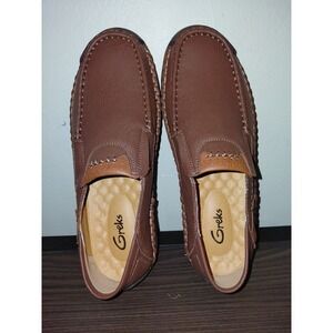 100% Caoutchouc Greks Loafers 8.5 Brown Loafers Leather Shoes Moc Toe Slippers